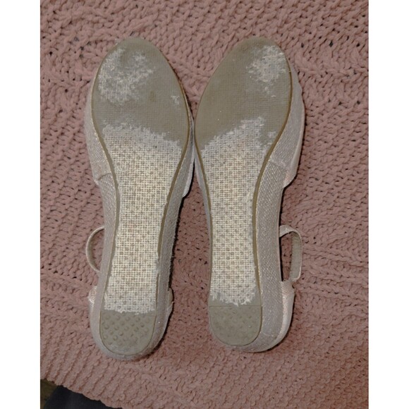 Toms Raffia Wedge Platform Boujee Sandal Beige Jacquard Rose Gold stich 7.5 - Picture 16 of 16